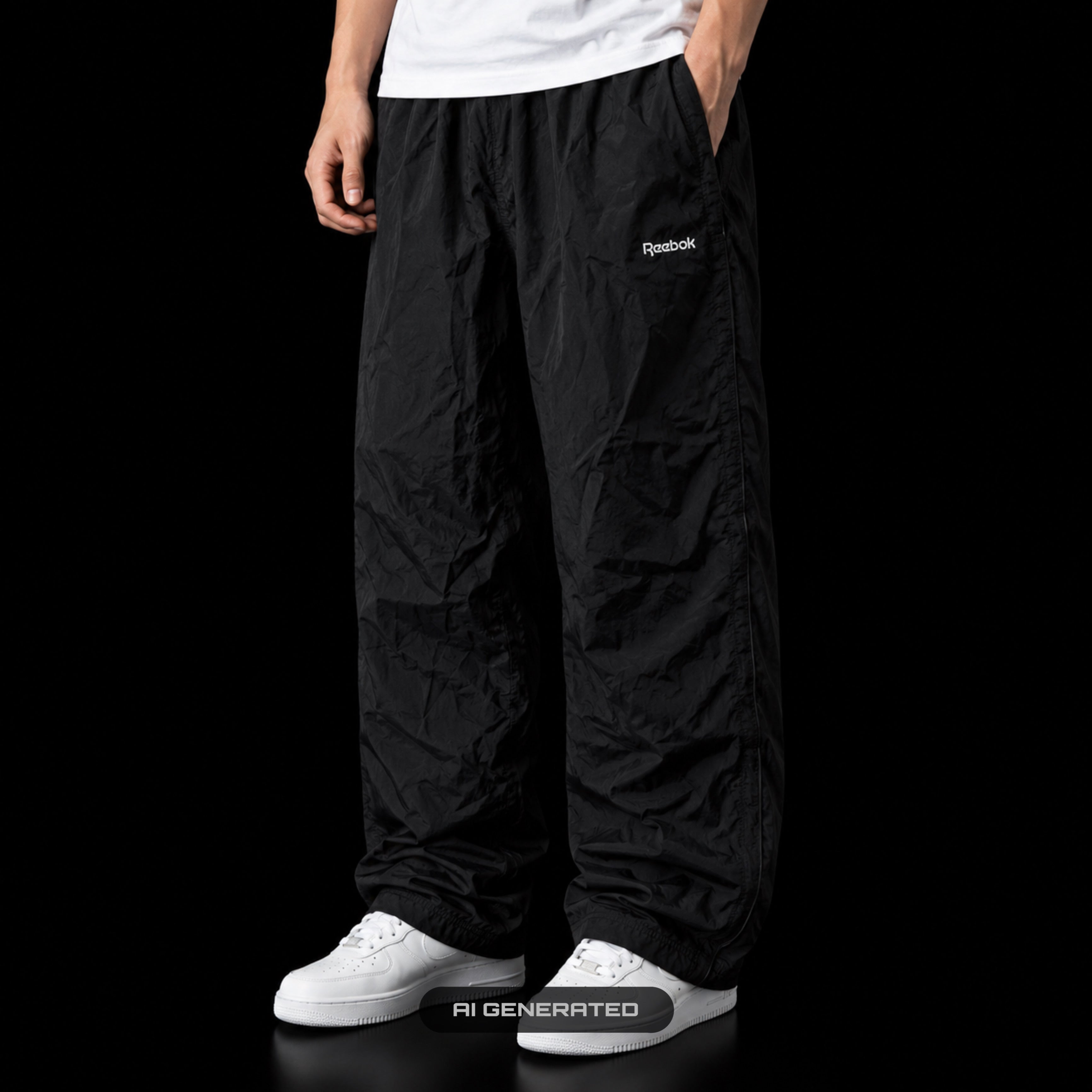 2000s Reebok Trackpants (Black) (XL) 657 Vintage